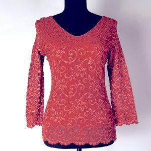 Three Quarter Sleeve Lace Blouse Size M